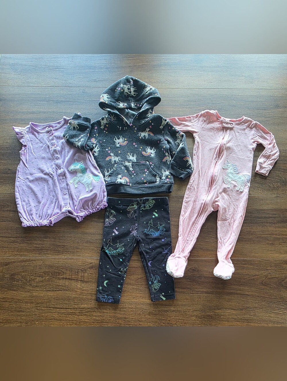🦄 Bundle of Unicorn Themed Clothing for Baby Toddler Girl SIZE: 12 Months 🦄